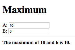 A: 10, B: 6, The maximum of 10 and 6 is 10