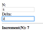 N: 5, Delta: 2, Increment(N): 7