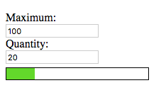 Maximum: 100, Quantity: 20, [Almost empty bright green meter]
