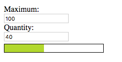Maximum: 100, Quantity: 40, [Almost empty dull green meter]