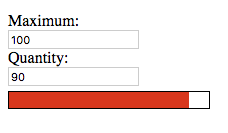 Maximum: 100, Quantity: 90, [Almost full red meter]