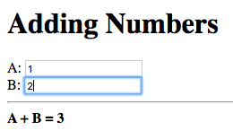 A: 1, B: 2, A + B = 3