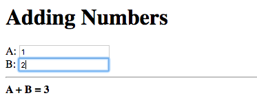 A: 1, B: 2, A + B = 3