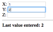 X: 1, Y: 2, Z: _, Last value entered: 2