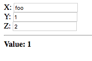 X: foo, Y: 1, Z: 2, Value: 1